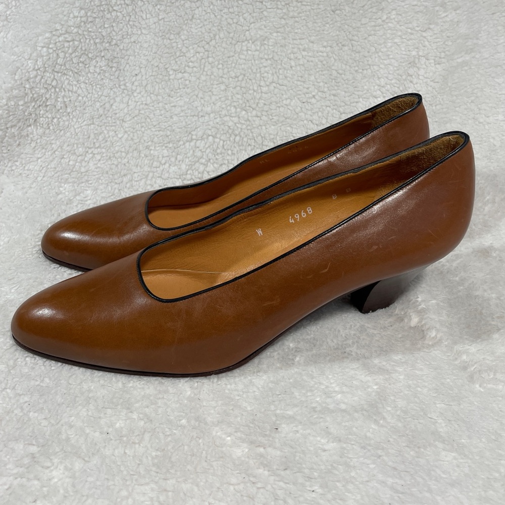 Lauren Ralph Lauren Brown Leather Low Heel Pumps Vintage